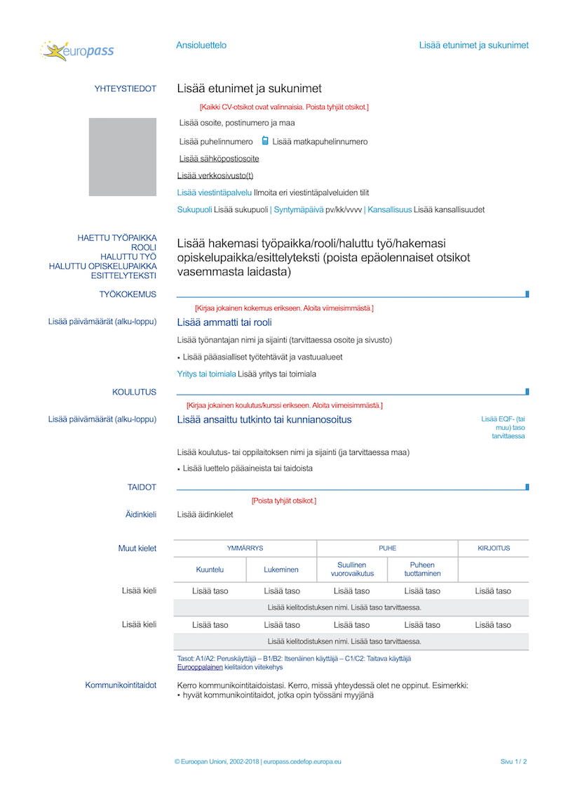 Europass cv