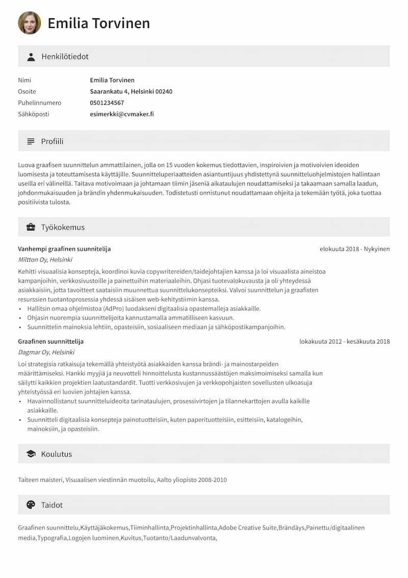 HR-asiantuntijan CV-esimerkki