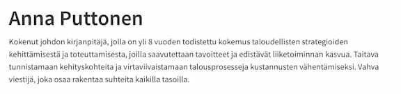 henkilökohtainen profiili cv esimerkki
