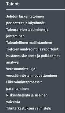 taitojen cv esimerkki