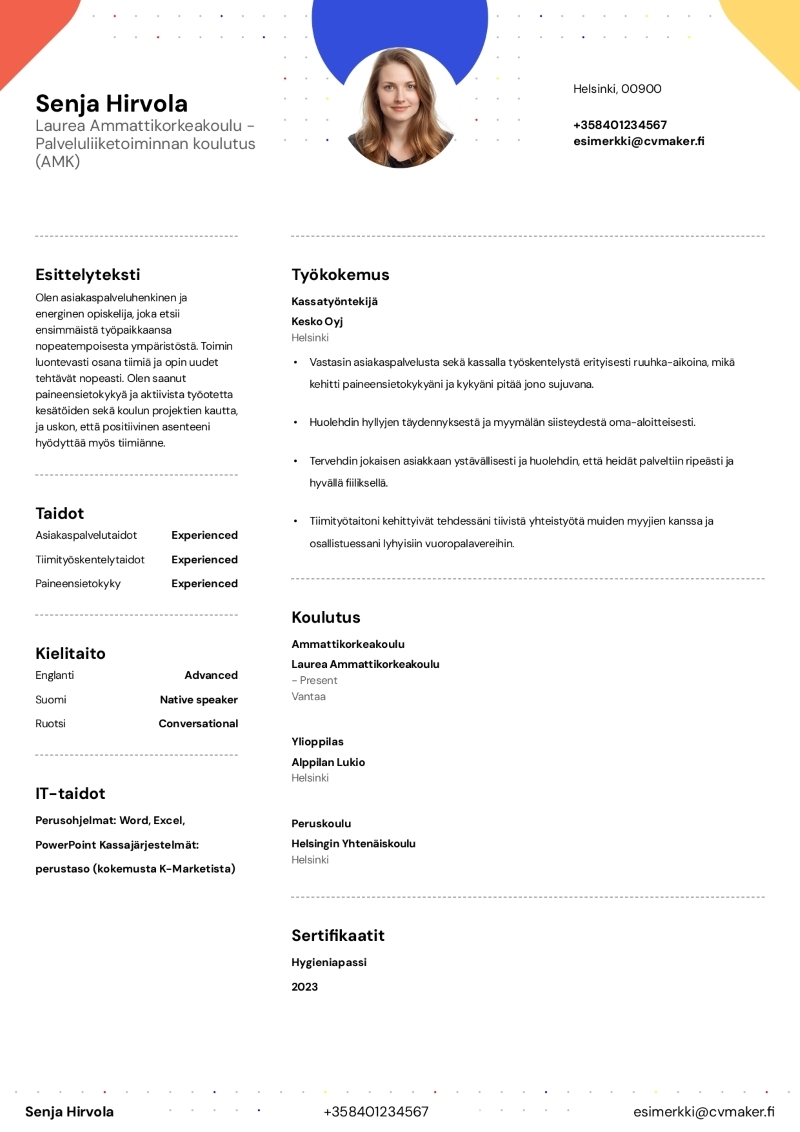 McDonalds CV-esimerkki