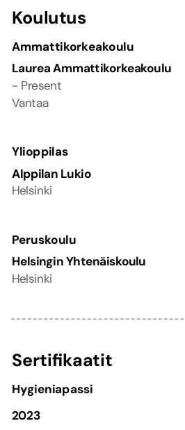 Koulutus cv esimerkki