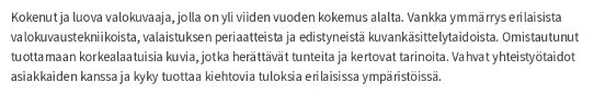 henkilökohtainen profiili cv esimerkki henkilökohtainen profiili cv esimerkki