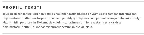 henkilökohtainen profiili cv esimerkki henkilökohtainen profiili cv esimerkki