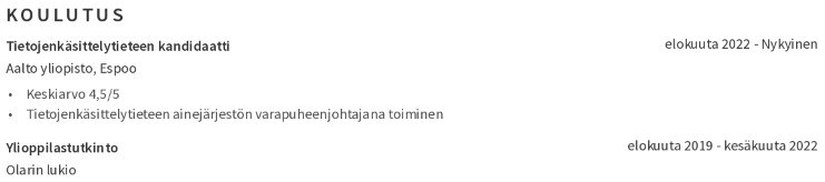 koulutus cv esimerkki koulutus cv esimerkki